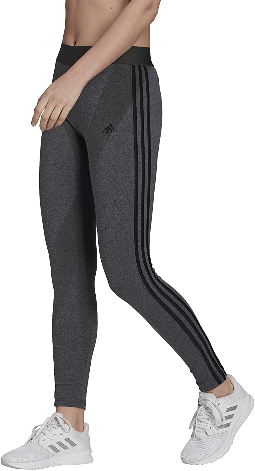 adidas Women's Loungewear Essentials 3-Stripes Leggings Apparel & Accessories > Clothing > Activewear adidas Dark Grey Heather/Black X-Large Petite 