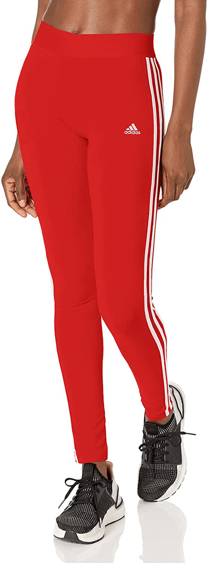 adidas Women's Loungewear Essentials 3-Stripes Leggings Apparel & Accessories > Clothing > Activewear adidas Vivid Red/White Small 