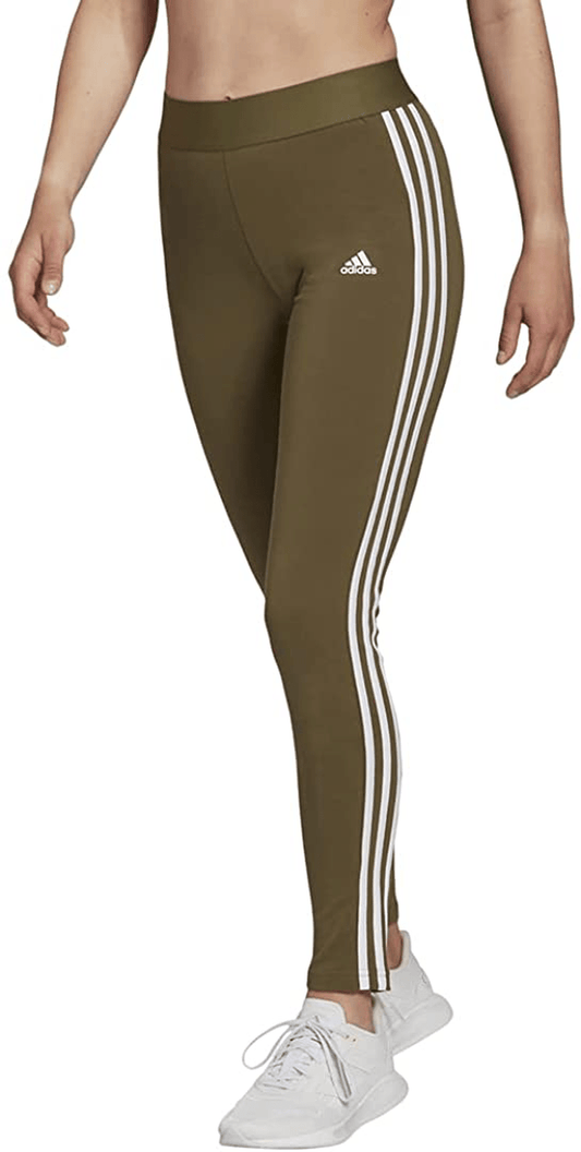 adidas Women's Loungewear Essentials 3-Stripes Leggings Apparel & Accessories > Clothing > Activewear adidas Focus Olive/White X-Large 