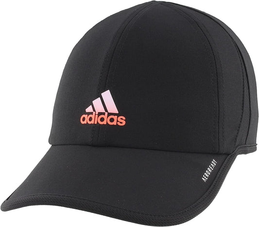 Adidas Women'S Superlite Relaxed Fit Performance Hat Older Model Apparel & Accessories > Clothing Accessories > Hats adidas Black/Signal Coral/Purple Tint One Size 