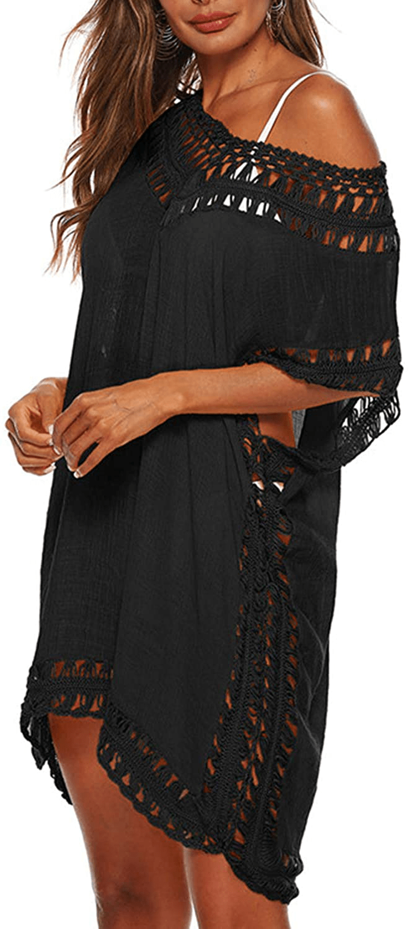 Adisputent Womens Swimsuits Cover Ups Crochet Chiffon Beach Cover Bathing Suit Bikini Wear Coverups Dress Apparel & Accessories > Clothing > Swimwear Kylie Max   