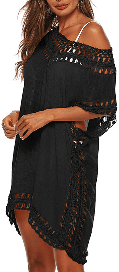 Adisputent Womens Swimsuits Cover Ups Crochet Chiffon Beach Cover Bathing Suit Bikini Wear Coverups Dress Apparel & Accessories > Clothing > Swimwear Kylie Max   