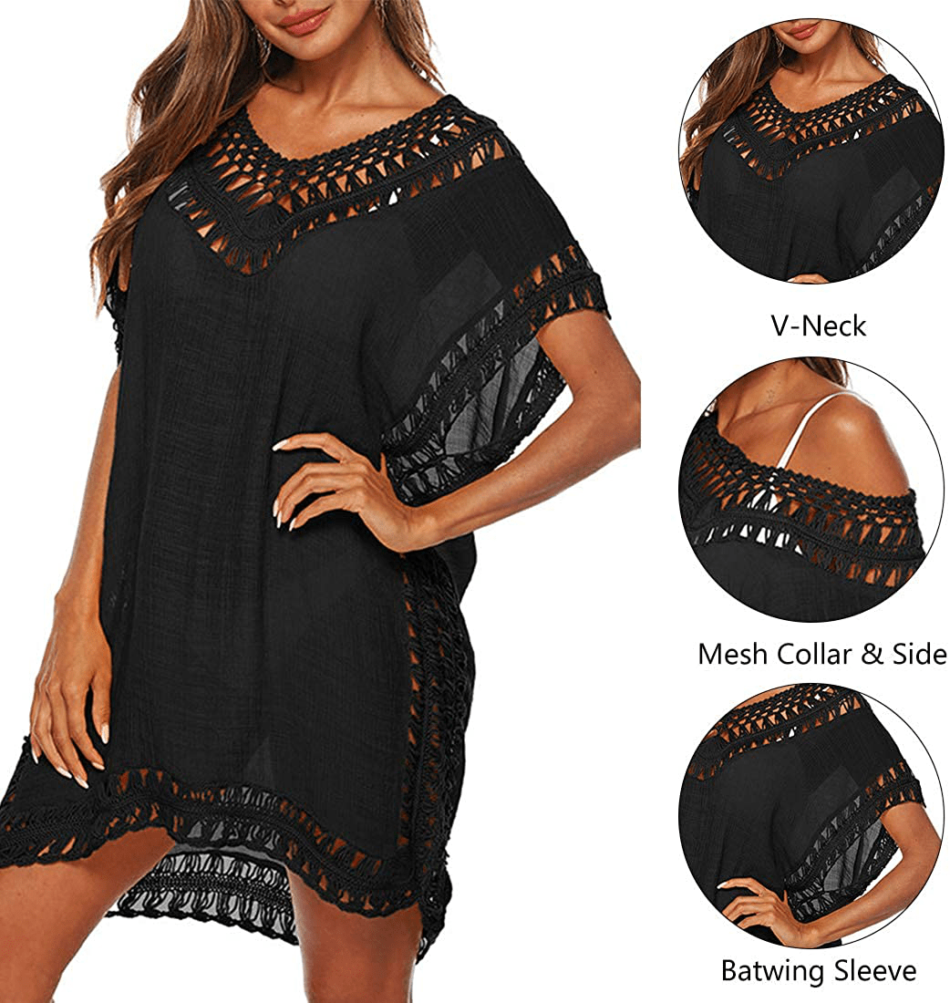 Adisputent Womens Swimsuits Cover Ups Crochet Chiffon Beach Cover Bathing Suit Bikini Wear Coverups Dress Apparel & Accessories > Clothing > Swimwear Kylie Max   