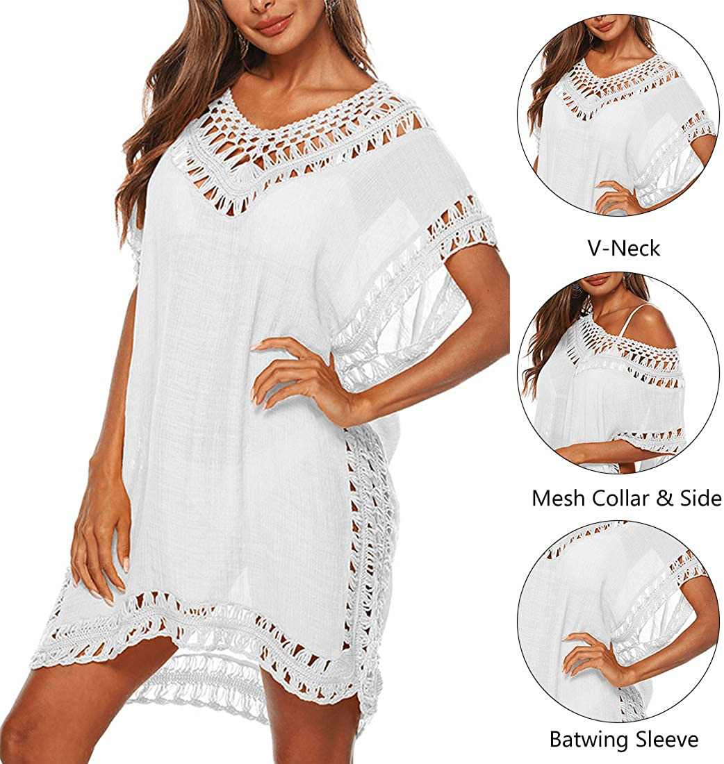 Adisputent Womens Swimsuits Cover Ups Crochet Chiffon Beach Cover Bathing Suit Bikini Wear Coverups Dress Apparel & Accessories > Clothing > Swimwear Kylie Max   