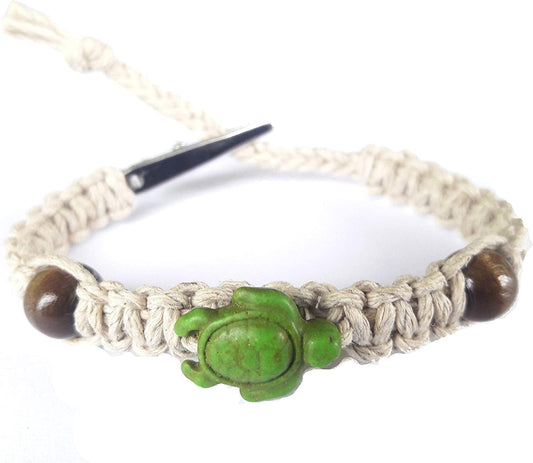 Adjustable Alligator Clip Beaded Green Turtle Hemp Bracelet - Handmade Apparel & Accessories > Jewelry > Bracelets Hempnotic Jewelry   