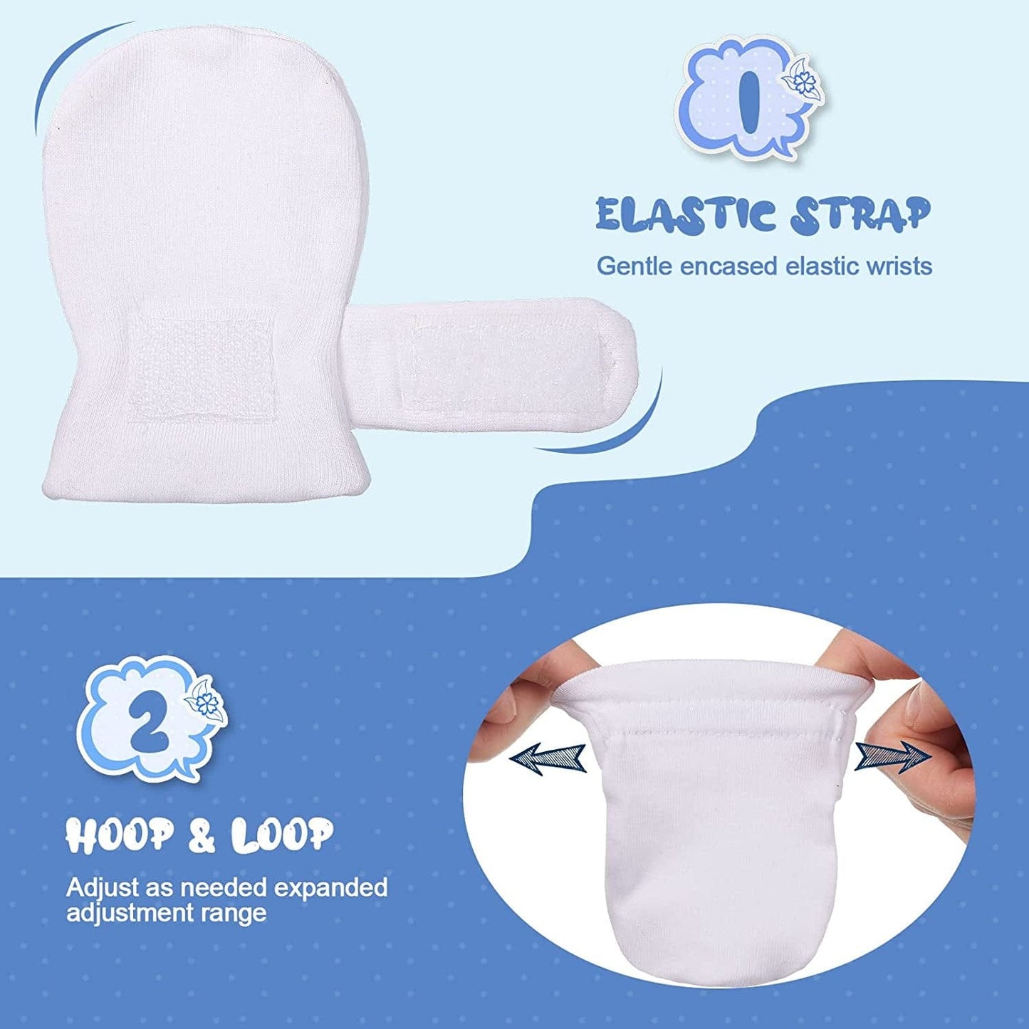 Adjustable Baby Mittens No Scratch Newborn Cotton Breathable Gloves Warm Baby Mitts for Boys Kids Apparel & Accessories > Clothing Accessories > Gloves & Mittens Newcotte   