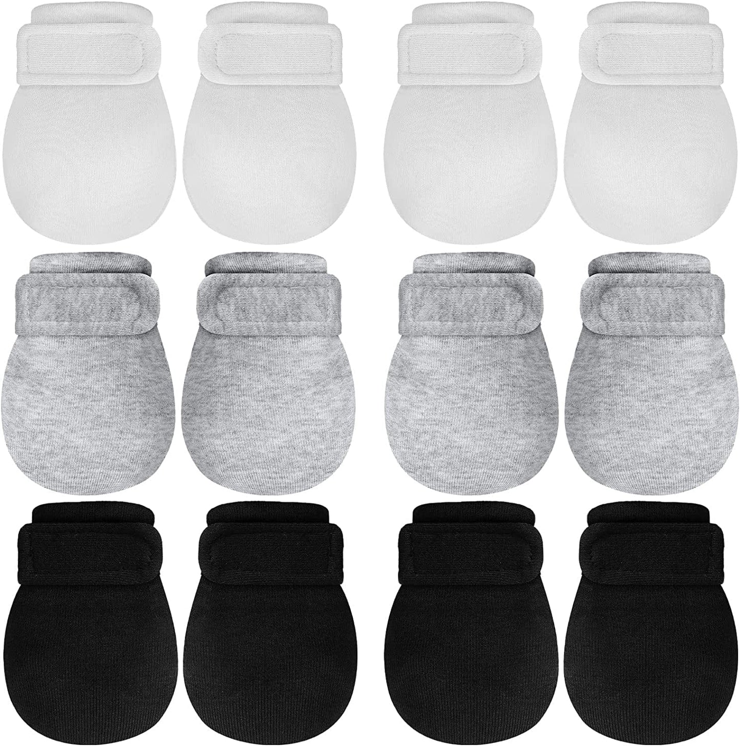 Adjustable Baby Mittens No Scratch Newborn Cotton Breathable Gloves Warm Baby Mitts for Boys Kids Apparel & Accessories > Clothing Accessories > Gloves & Mittens Newcotte Black, White, Gray 6 