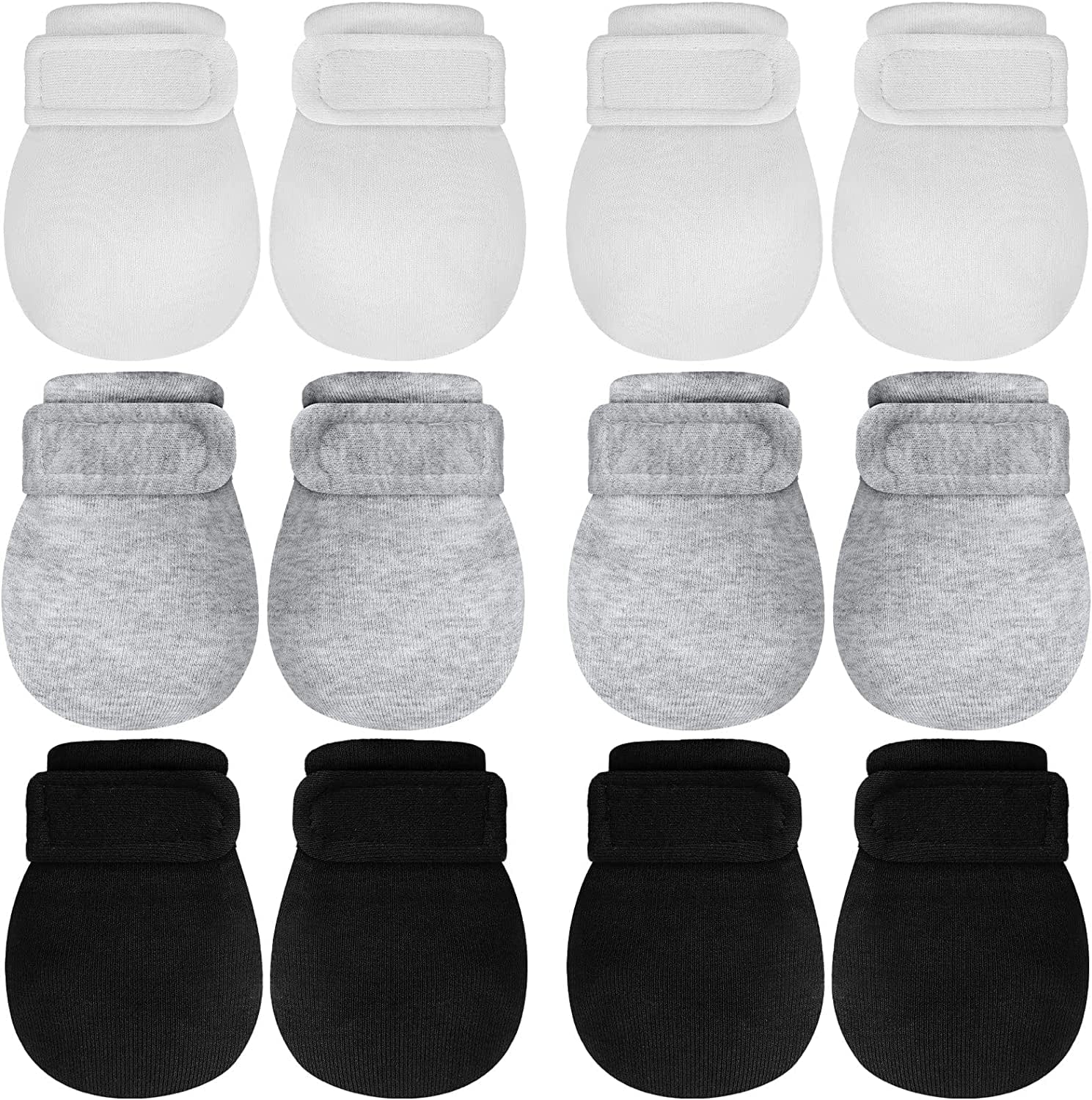 Adjustable Baby Mittens No Scratch Newborn Cotton Breathable Gloves Warm Baby Mitts for Boys Kids Apparel & Accessories > Clothing Accessories > Gloves & Mittens Newcotte Black, White, Gray 6 