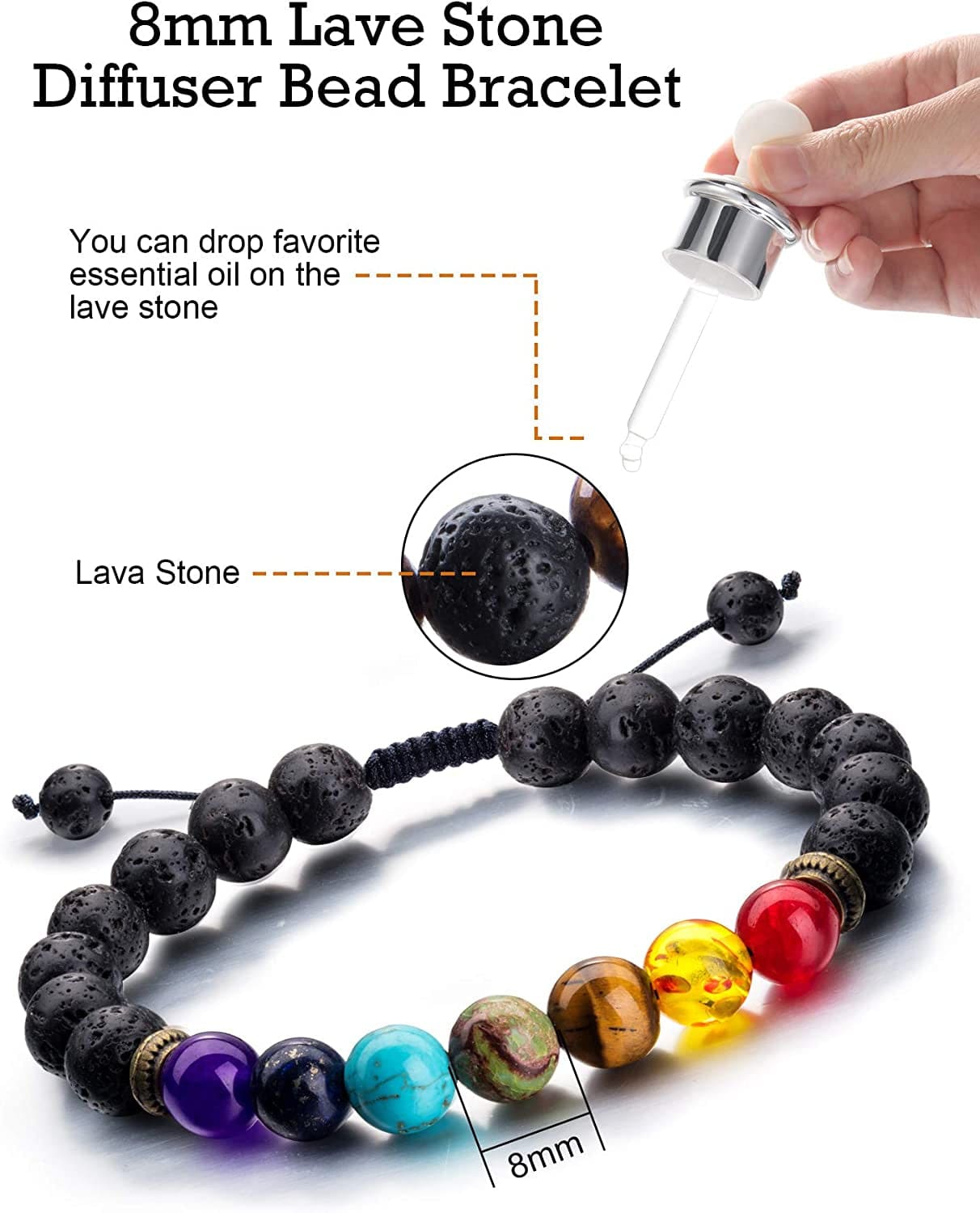 Adjustable Lava Rock Stone Essential Oil Diffuser Bracelet Braided Rope Stone Yoga Beads Bracelets for Men Women Apparel & Accessories > Jewelry > Bracelets Tatuo   