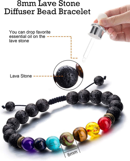 Adjustable Lava Rock Stone Essential Oil Diffuser Bracelet Braided Rope Stone Yoga Beads Bracelets for Men Women Apparel & Accessories > Jewelry > Bracelets Tatuo   