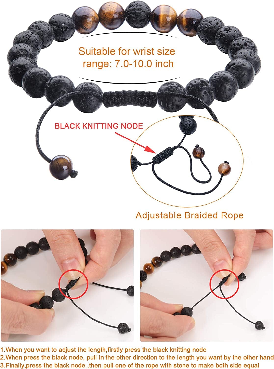 Adjustable Lava Rock Stone Essential Oil Diffuser Bracelet Braided Rope Stone Yoga Beads Bracelets for Men Women Apparel & Accessories > Jewelry > Bracelets Tatuo   