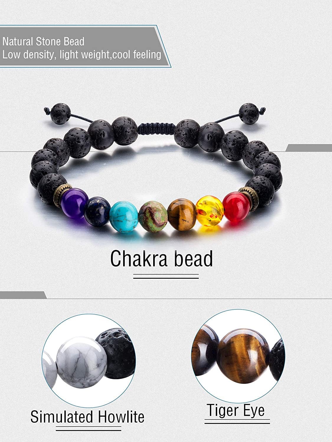 Adjustable Lava Rock Stone Essential Oil Diffuser Bracelet Braided Rope Stone Yoga Beads Bracelets for Men Women Apparel & Accessories > Jewelry > Bracelets Tatuo   