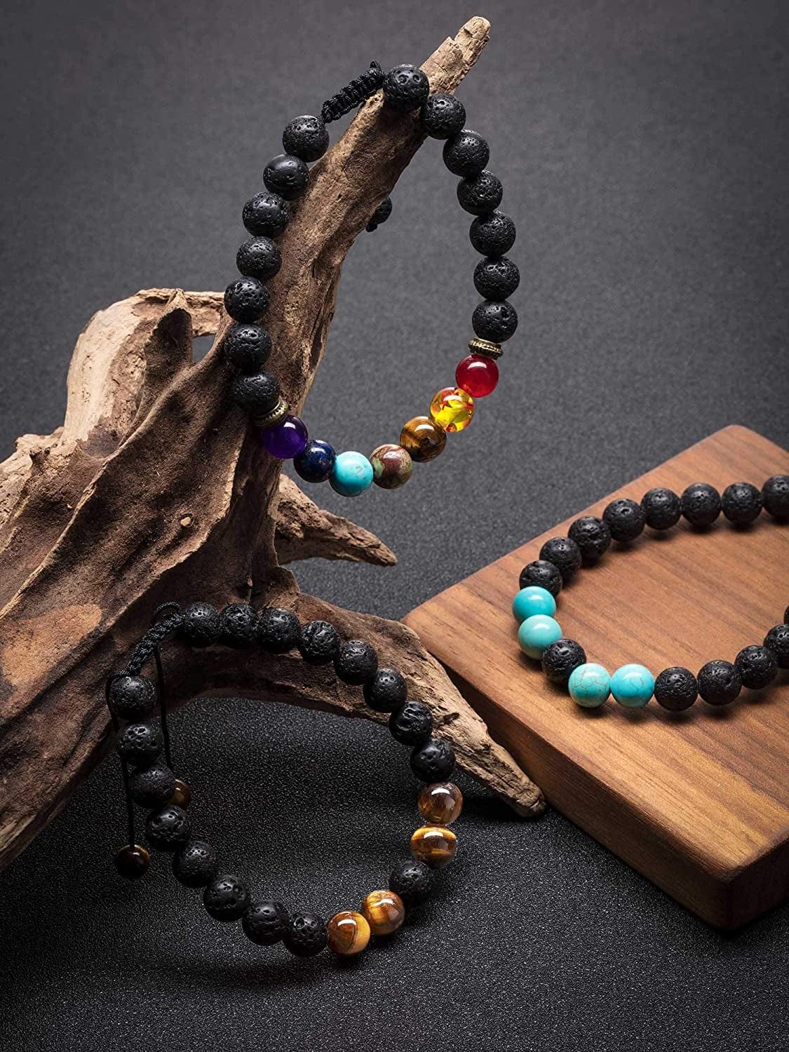 Adjustable Lava Rock Stone Essential Oil Diffuser Bracelet Braided Rope Stone Yoga Beads Bracelets for Men Women Apparel & Accessories > Jewelry > Bracelets Tatuo   