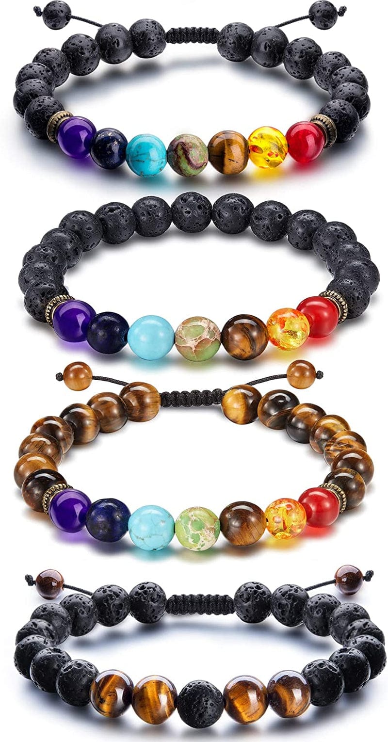 Adjustable Lava Rock Stone Essential Oil Diffuser Bracelet Braided Rope Stone Yoga Beads Bracelets for Men Women Apparel & Accessories > Jewelry > Bracelets Tatuo Style G  