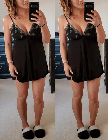 ADOME Sleepwear Floral Embroidered Women Chemise Lingerie Lace Full Slip Babydoll Dress Green S-XXL Apparel & Accessories > Clothing > Underwear & Socks > Lingerie Kylie Max   