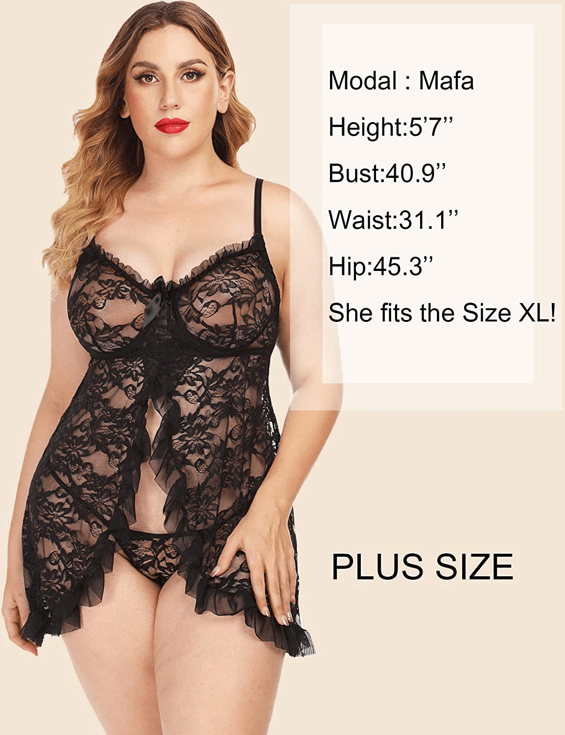 ADOME Women Babydoll Lingerie with Underwire Lace Chemise Sleepwear Bridal Lingerie Dress Apparel & Accessories > Clothing > Underwear & Socks > Lingerie Kylie Max   