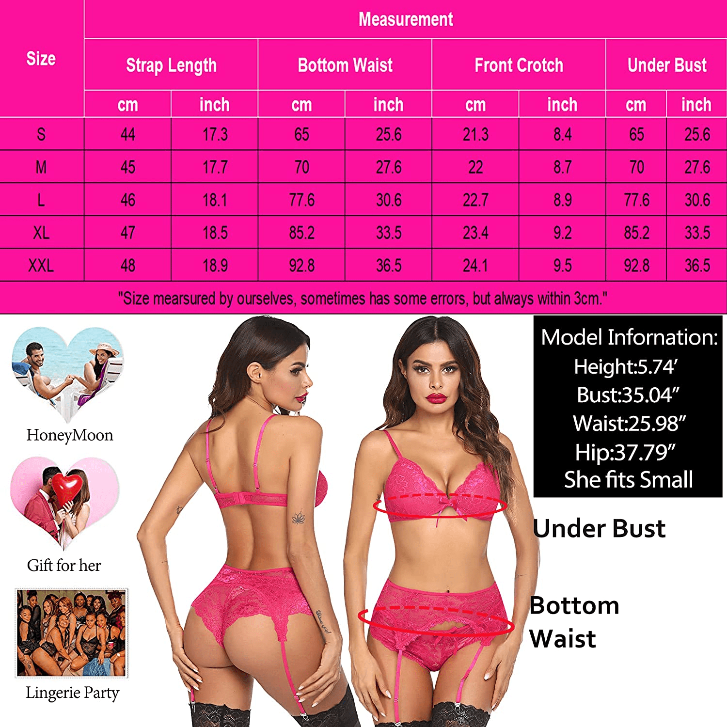 ADOME Women Garter Lingerie Sexy Lace Bralette and Panty Set Exotic Underwear Set with Garter Belt Apparel & Accessories > Clothing > Underwear & Socks > Lingerie ADOME   