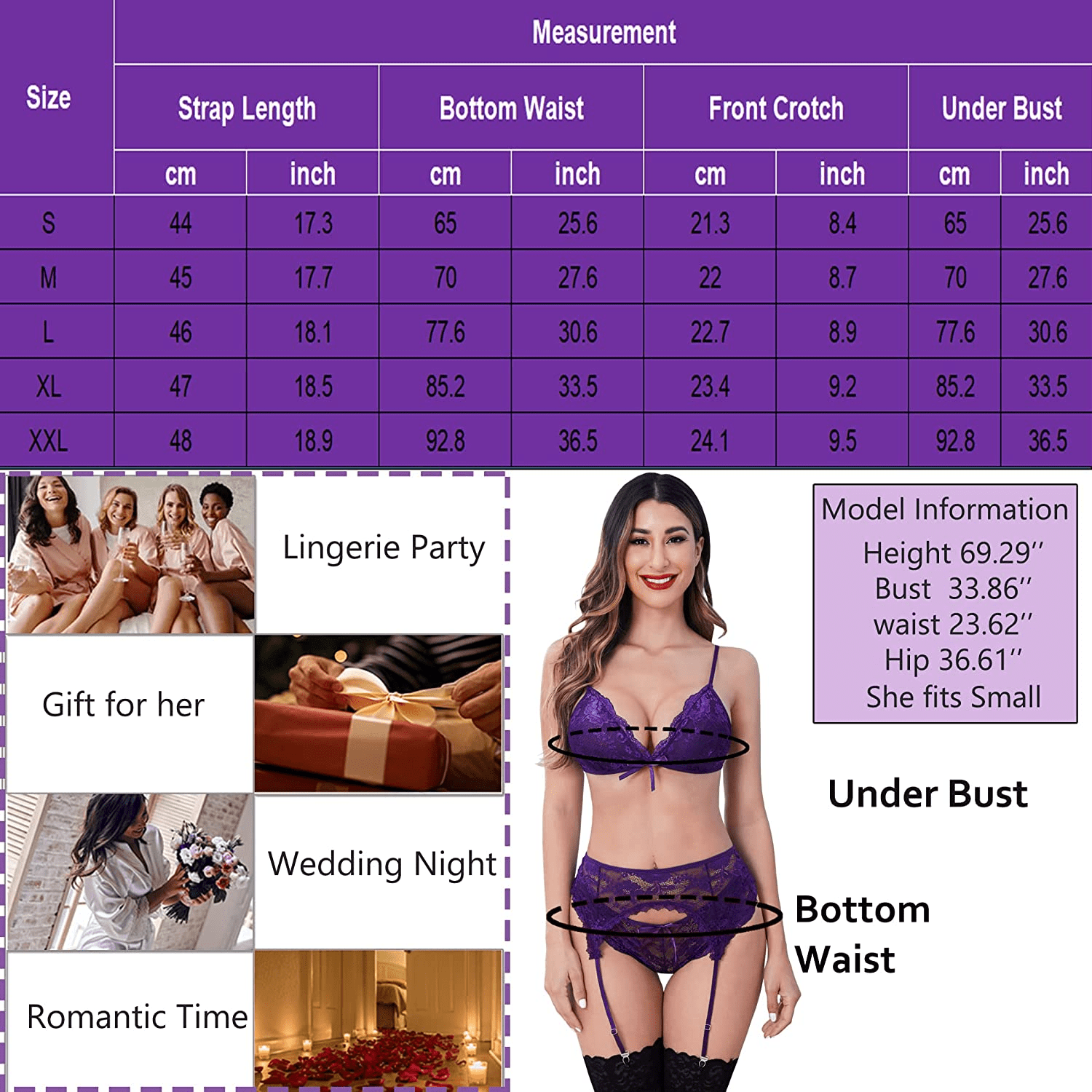 ADOME Women Garter Lingerie Sexy Lace Bralette and Panty Set Exotic Underwear Set with Garter Belt Apparel & Accessories > Clothing > Underwear & Socks > Lingerie ADOME   