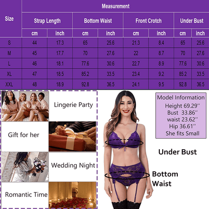 ADOME Women Garter Lingerie Sexy Lace Bralette and Panty Set Exotic Underwear Set with Garter Belt Apparel & Accessories > Clothing > Underwear & Socks > Lingerie ADOME   