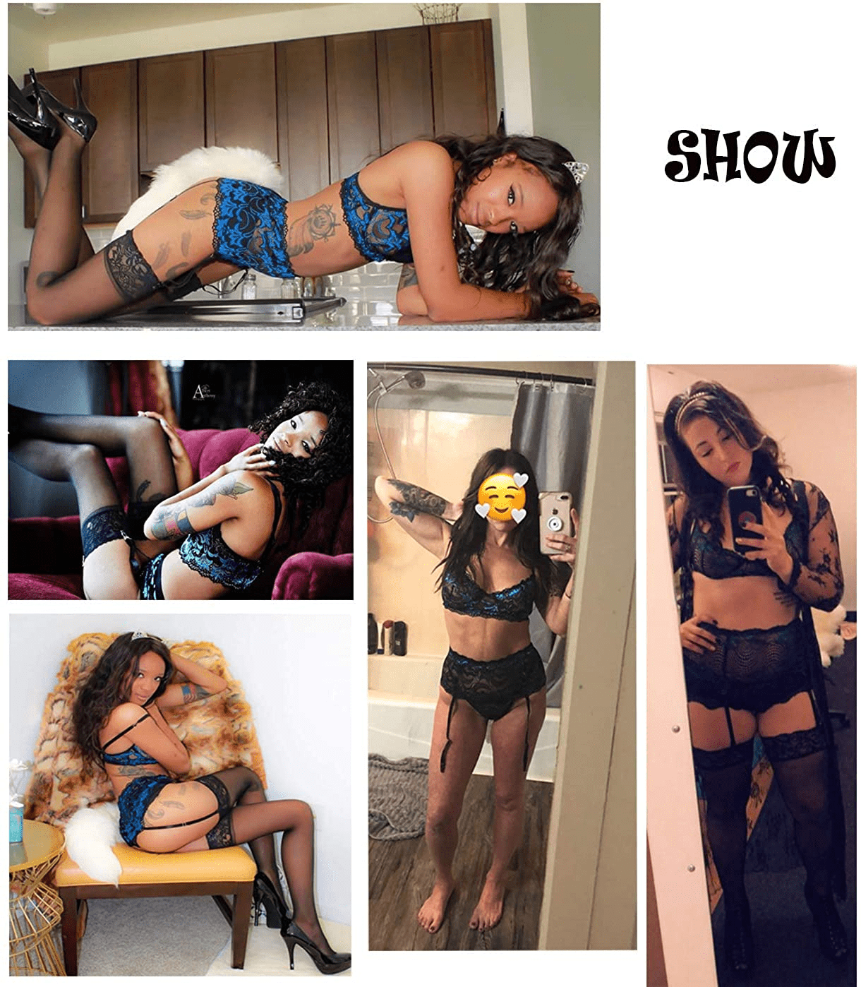 ADOME Women Sexy Lingerie Set with Garter Bra and Panty Lace Underwire Lingerie Sets Apparel & Accessories > Clothing > Underwear & Socks > Lingerie ADOME   