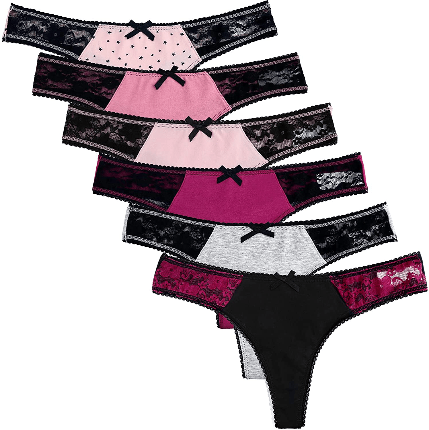 ADOVAKKER Womens Thong Cotton Sexy Lace Panties Underwear Pack Apparel & Accessories > Clothing > Underwear & Socks > Underwear ADOVAKKER   