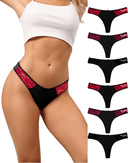 ADOVAKKER Womens Thong Cotton Sexy Lace Panties Underwear Pack Apparel & Accessories > Clothing > Underwear & Socks > Underwear ADOVAKKER Thongs-assorted C-6pcs Thongs XX-Large