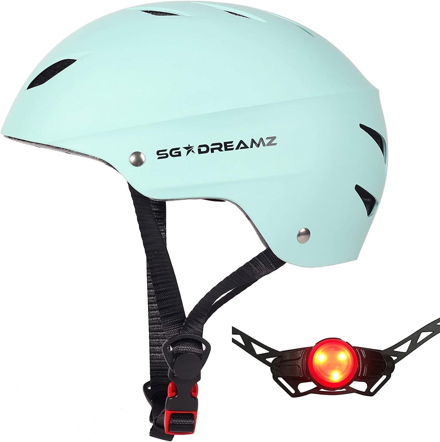 Adult Helmet with LED Safety Light – Commuter Bicycle Helmet for Men and Women - Adjustable Dial for Head Circumference 22.5" to 24" (Head Size M to L) - Certified for Safety Sk12+Led+Mtmint