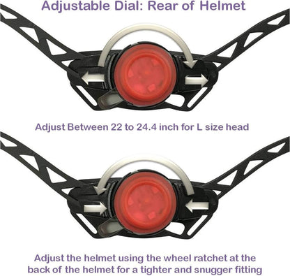 Adult Helmet with LED Safety Light – Commuter Bicycle Helmet for Men and Women - Adjustable Dial for Head Circumference 22.5" to 24" (Head Size M to L) - Certified for Safety