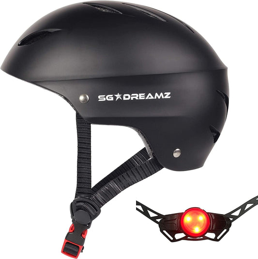 Adult Helmet with LED Safety Light – Commuter Bicycle Helmet for Men and Women - Adjustable Dial for Head Circumference 22.5" to 24" (Head Size M to L) - Certified for Safety