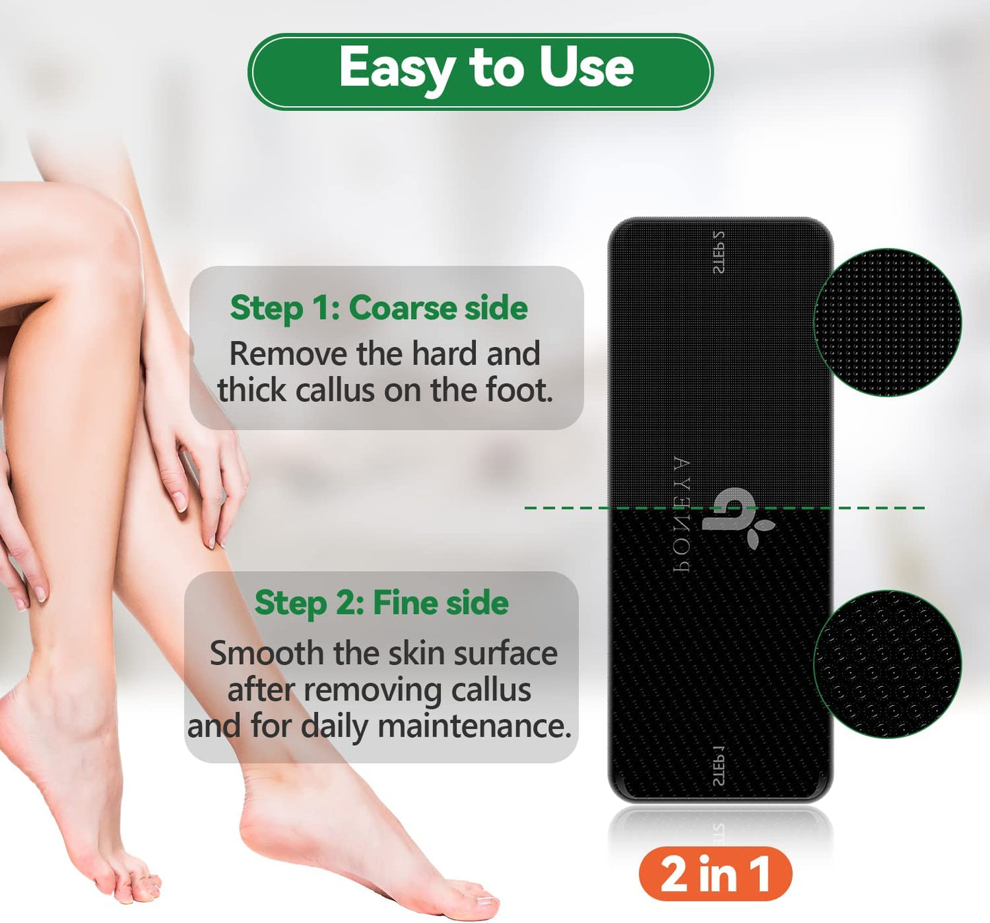 Foot File-Nano Glass Foot File Callus Remover for Feet, Best Foot Care Pedicure Tools Foot Scrubber to Remove Dead or Hard Cracked Dry Skin, Foot Scraper for Soft Feet, for Men Women Travel (Black) Health & Beauty > Personal Care > Foot Care PONEYA   