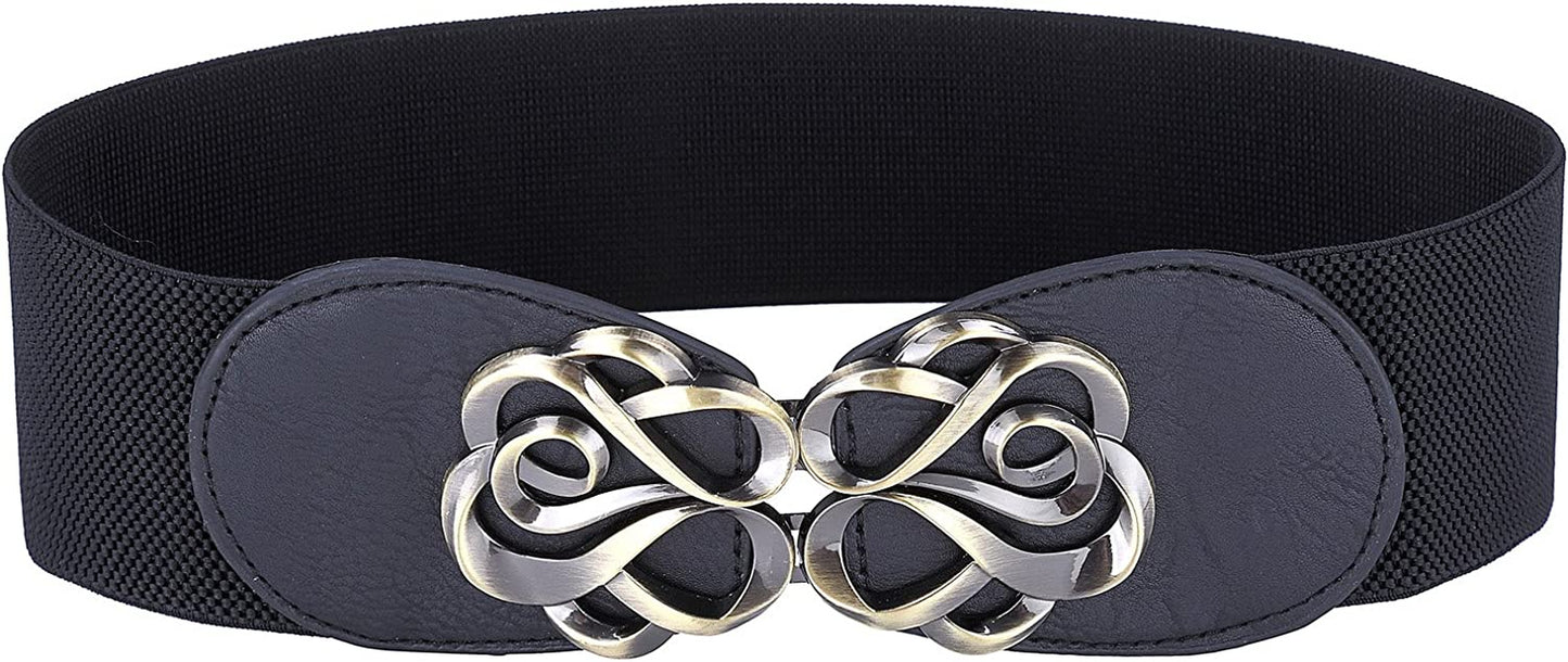 Women Stretchy Vintage Dress Belt Elastic Waist Cinch Belt CL413 Apparel & Accessories > Clothing Accessories > Belts GRACE KARIN Black (Cl0413-1) X-Large 