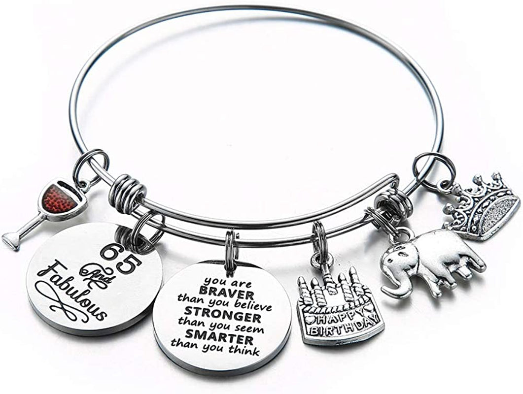 Birthday Gifts for Women Girls Bracelet, Expandable Charm Bracelets 5Th 6Th 7Th 8Th 9Th 10Th 20Th 30Th 40Th 50Th 60Th 70Th 80Th 90Th Birthday Gift for Friend, Mom, Daughter, Niece, Sister, Grandma Apparel & Accessories > Jewelry > Bracelets M MOOHAM 65th  