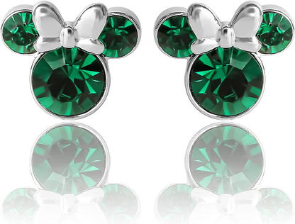 Disney Womens Minnie Mouse Birthstone Stud Earrings - Minnie Mouse Earrings - Birthstone Jewelry - Disney Jewelry Apparel & Accessories > Jewelry > Earrings Disney May-Emerald Crystal  