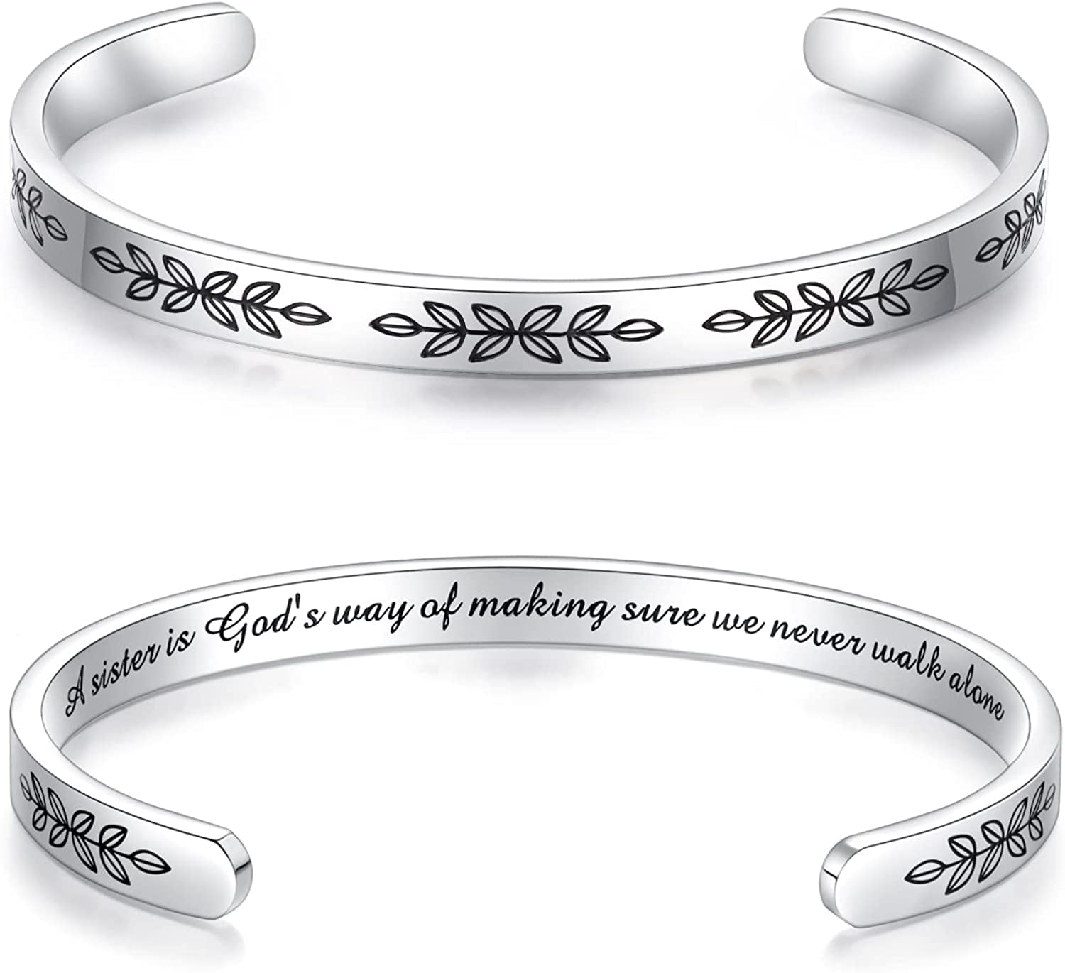Aryahozel Motivational Cuff Bracelet for Women Girls, Personalized Jewelry Gifts for Her Daughter Mom Sister Niece Best Friends, Engraved Different Sayings Apparel & Accessories > Jewelry > Bracelets AryaHozel Sister Gift-A sister is god's way of making sure…  