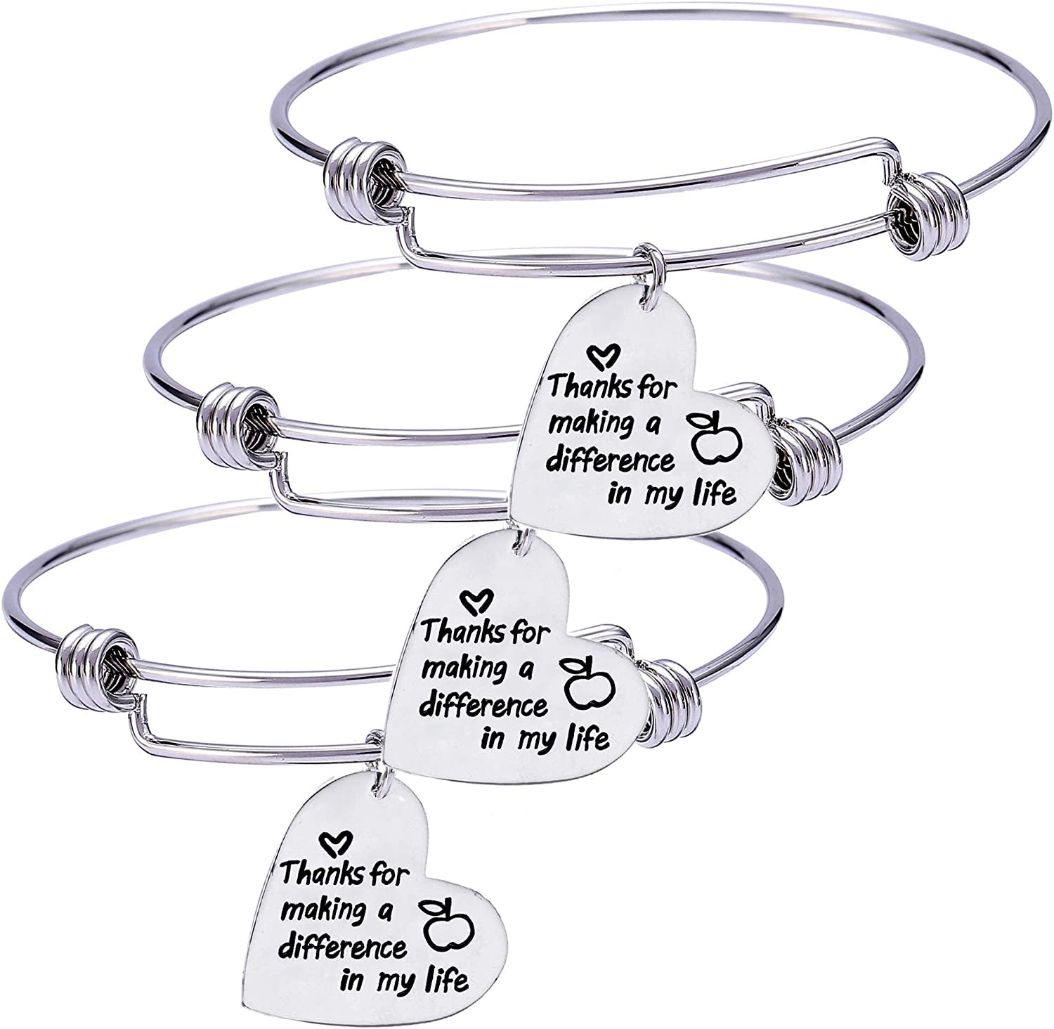 Pack of 3 Teacher Bangles Gifts for Teacher Open School Gifts for Teachers Thank You Bangle Bracelets Apparel & Accessories > Jewelry > Bracelets Nzztont Style 10  