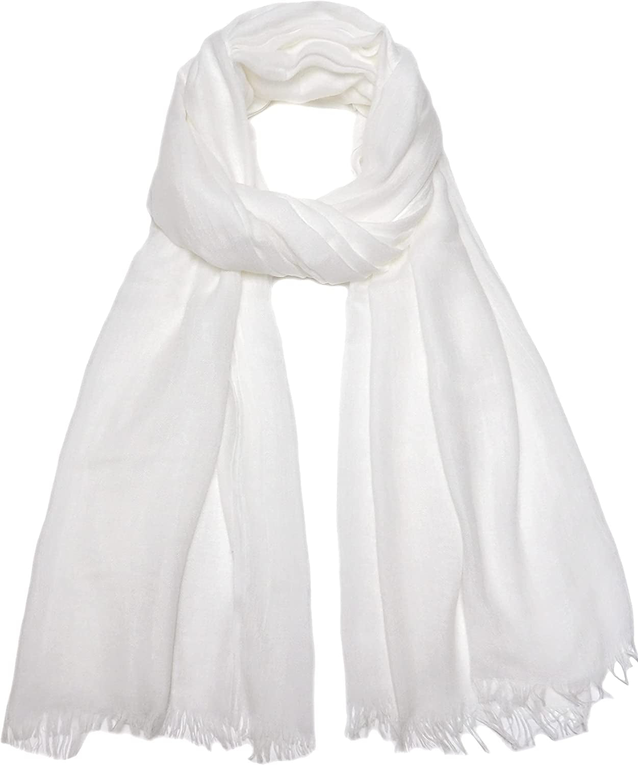 Women Summer Scarfs Lightweight Large Long Gauze Shawl Linen Beach Wrap Plain 75”×43” Apparel & Accessories > Clothing Accessories > Scarves & Shawls Gragengs White  