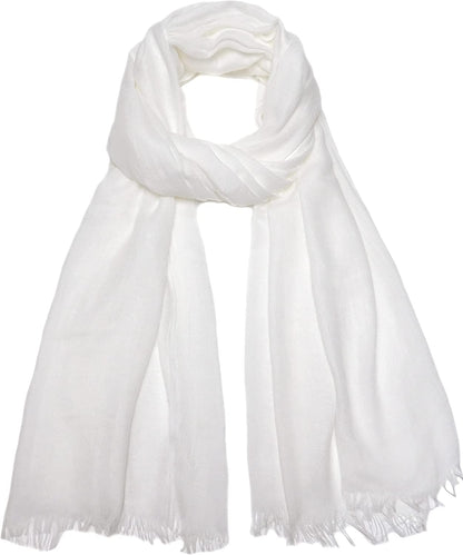 Women Summer Scarfs Lightweight Large Long Gauze Shawl Linen Beach Wrap Plain 75”×43” Apparel & Accessories > Clothing Accessories > Scarves & Shawls Gragengs White  