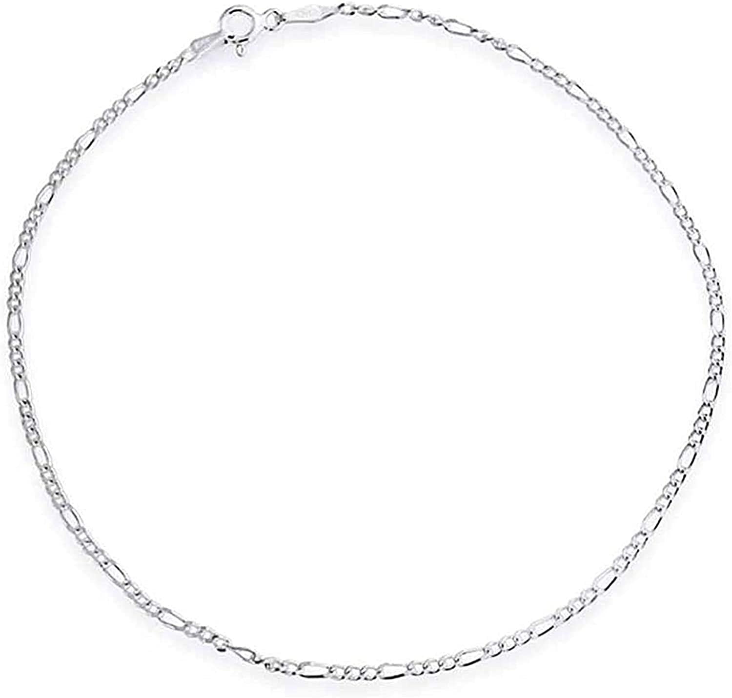 Savlano 925 Sterling Silver Solid Italian Figaro, Rope,Herringbone, Curb, Ball Bead, Snake, Mariner Chain Anklet for Women & Girls, Comes in 0.8Mm - 5Mm Gift Box Apparel & Accessories > Jewelry > Anklets Savlano Figaro 2.2mm 9.0 Inches 