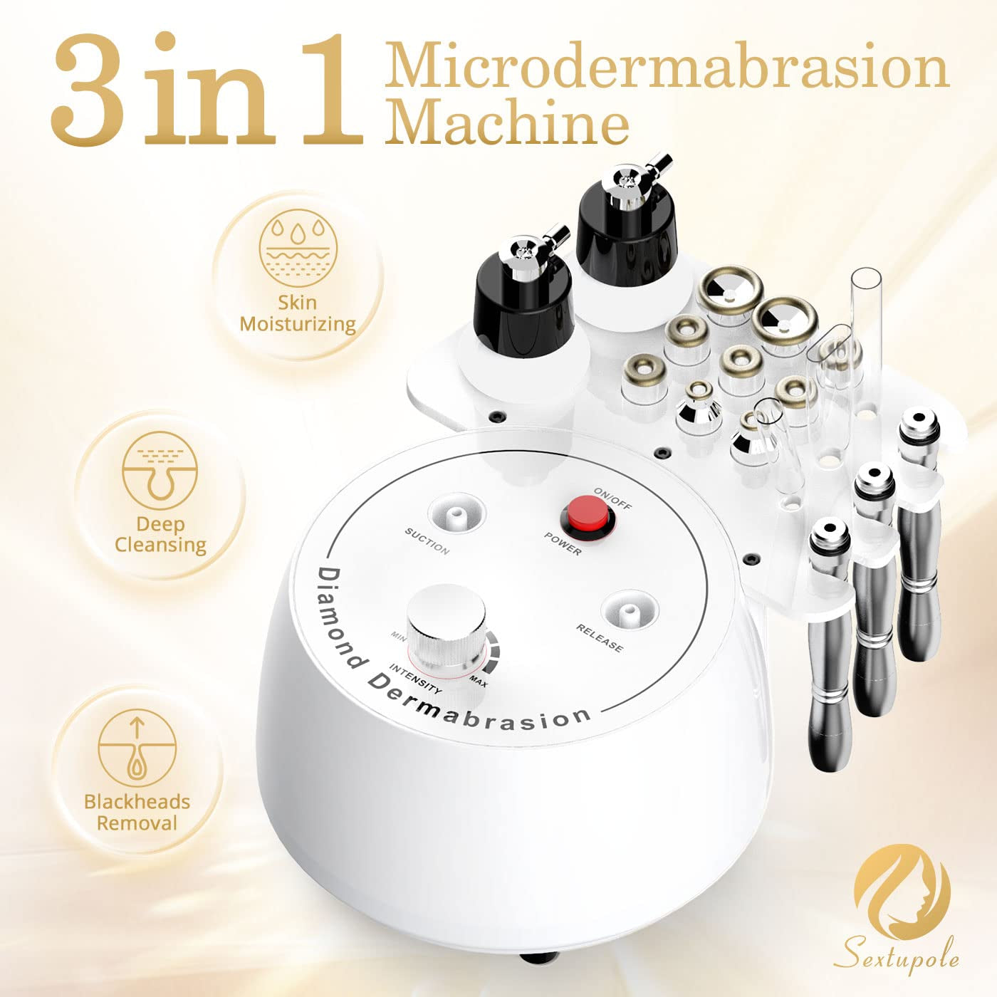 Sextupole Microdermabrasion Machine Professional 3 in 1 Diamond Microdermabrasion Machine Facial Care Equipment with Sprayer Bottle for Blackhead Removal Facial Skin Cleansing Health & Beauty > Personal Care > Cosmetics > Cosmetic Tools > Skin Care Tools Sextupole   