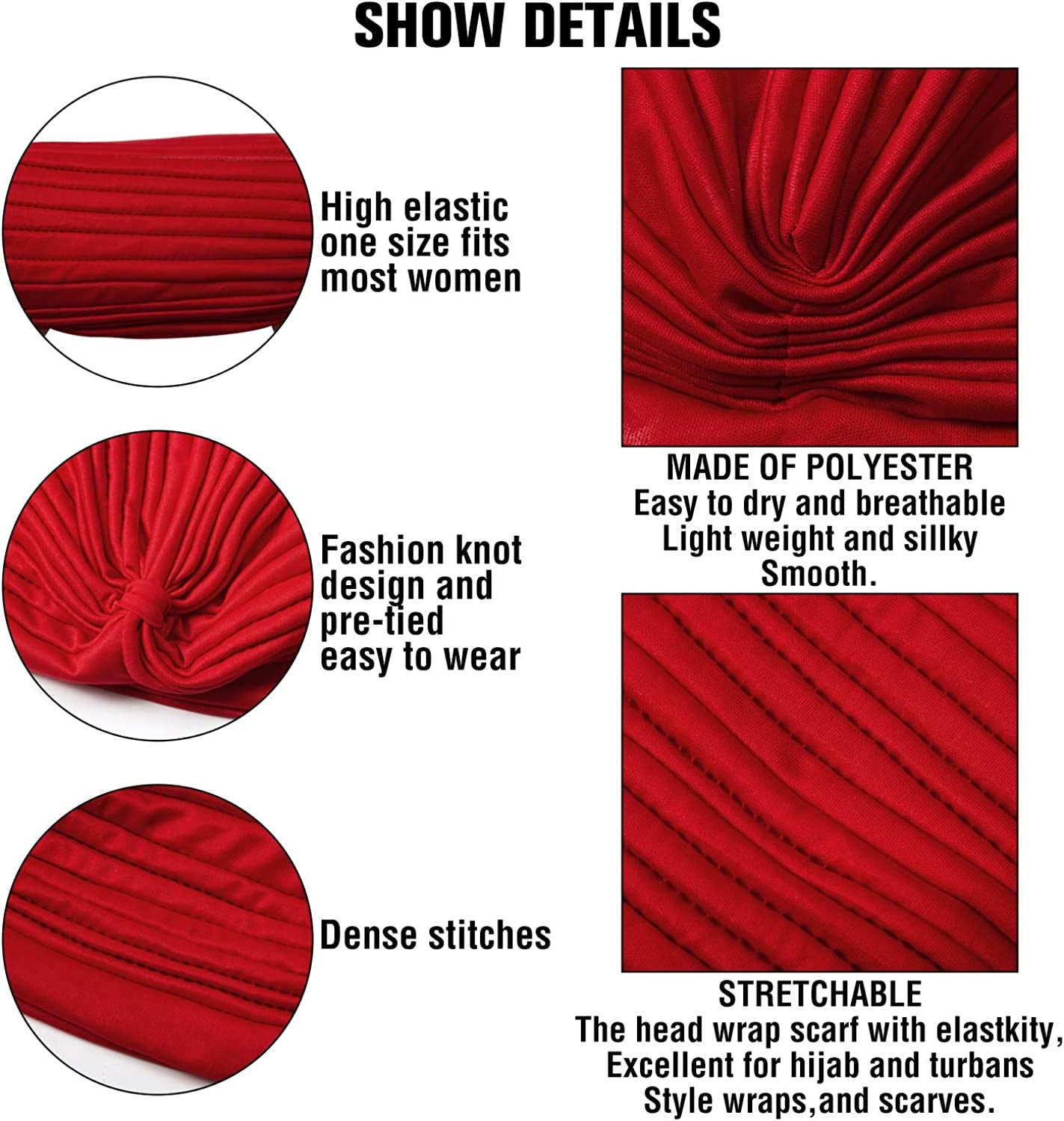 Stretchy Turban Cap Head Cover Chemo Head Wraps Bennie Twisted India'S Hat for Women Girl Apparel & Accessories > Clothing Accessories > Headwear Geyoga   