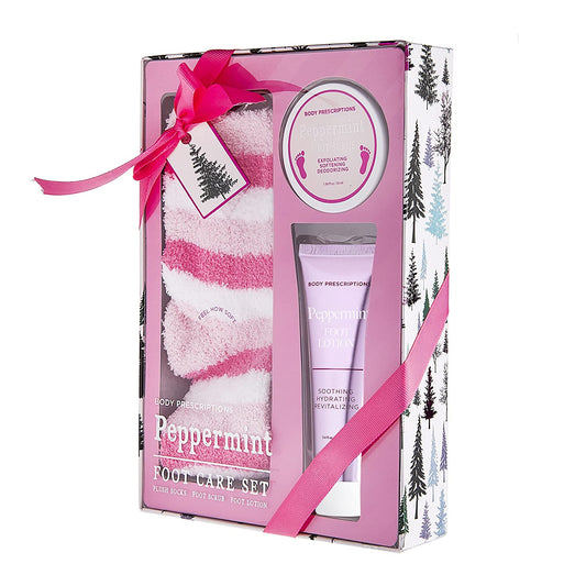 Live Green Bath and Body Pedicure Gift Set- Relaxing Foot Care Set with Pink Fuzzy Socks, Peppermint Foot Lotion, and Foot Scrub, Holiday Gifts for Women Health & Beauty > Personal Care > Foot Care Live Green Peppermint  