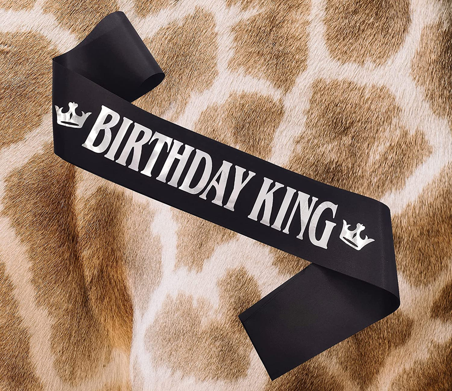 Birthday Gifts for Men,Boy Birthday King Sash Birthday Party Supplies and Decorations (Black-Silver） Apparel & Accessories > Clothing Accessories > Sashes MGJSRNH   