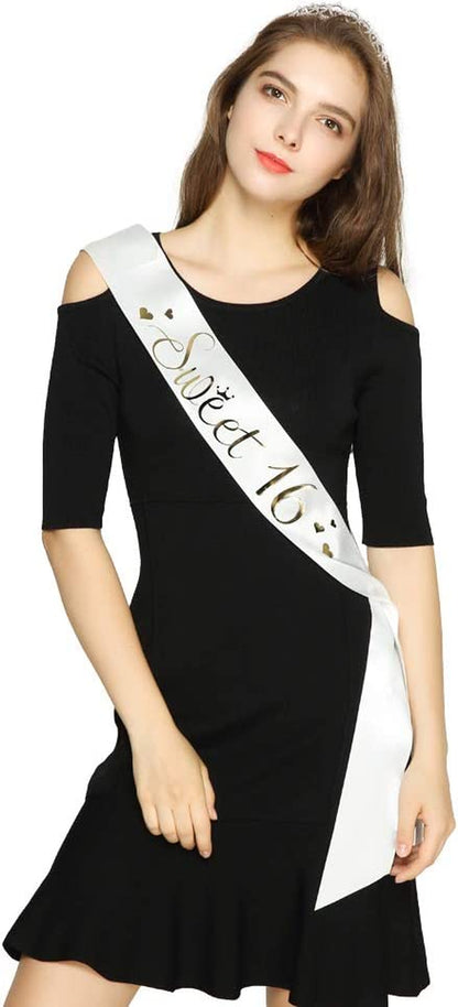 Sweet 16 Satin Sash -16 Birthday Sash 16 Birthday Gift Birthday Party Favors, Supplies and Decorations Apparel & Accessories > Clothing Accessories > Sashes ADBetty   