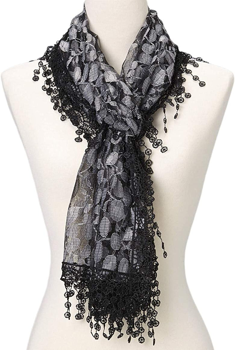 Women'S Lightweight Feminine Lace Teardrop Fringe Lace Scarf Vintage Scarf Mesh Crochet Tassel Cotton Scarf for Women Apparel & Accessories > Clothing Accessories > Scarves & Shawls Tan's   