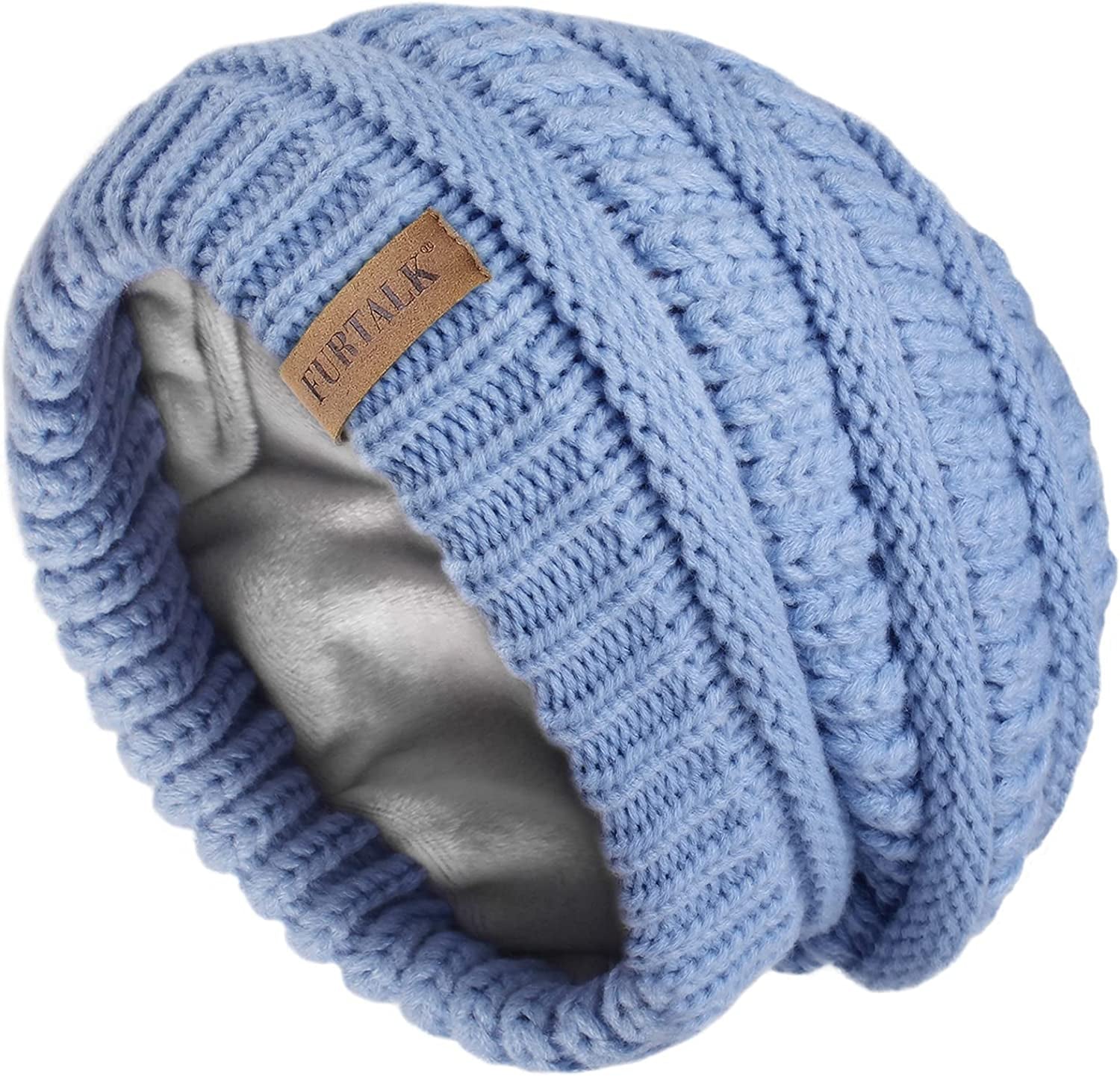 FURTALK Knit Beanie Hats for Women Men Fleece Lined Ski Skull Cap Slouchy Winter Hat Apparel & Accessories > Clothing Accessories > Hats KYLIE MAX Blue  