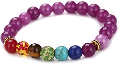 Healing Crystals Bracelet Natural Gemstones Beads Bracelet Elastic Natural Stone Yoga Beads Bracelet Apparel & Accessories > Jewelry > Bracelets Generic Purple  