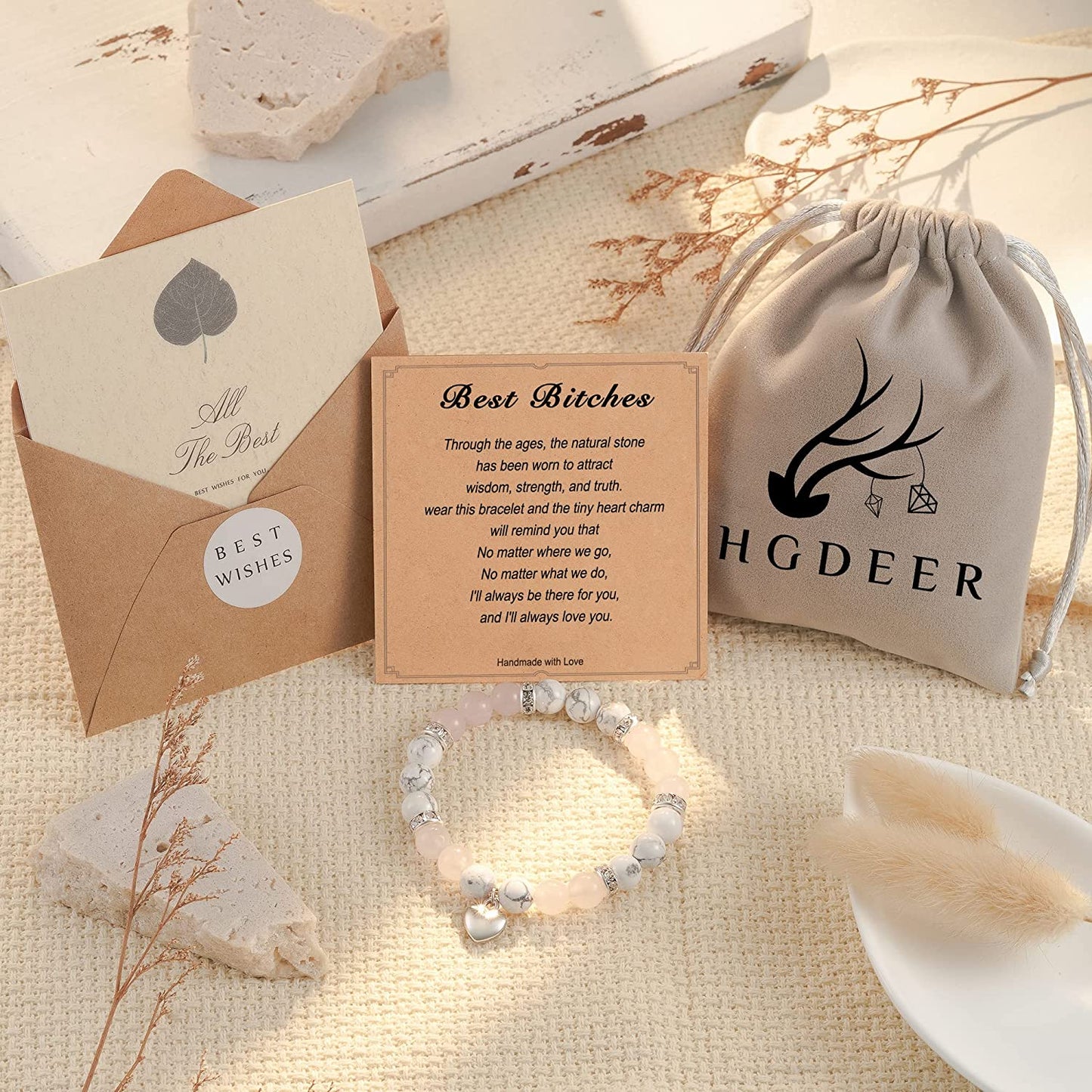 HGDEER Natural Stone Friendship Bracelet, Meaningful Gifts for Women Girls with Gift Message Card Apparel & Accessories > Jewelry > Bracelets HGDEER   