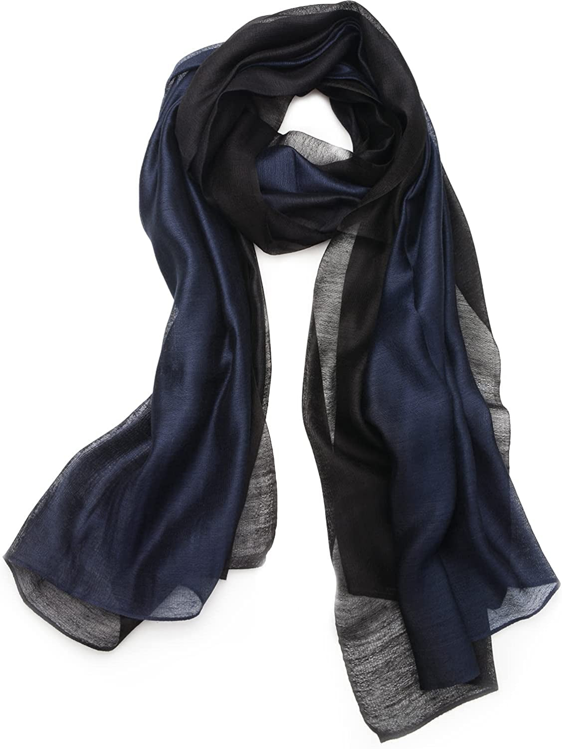 SNUG STAR Cotton Silk Scarf Elegant Soft Wraps Color Shade Scarves for Women Apparel & Accessories > Clothing Accessories > Scarves & Shawls SNUG STAR Gradient - Dark Blue  