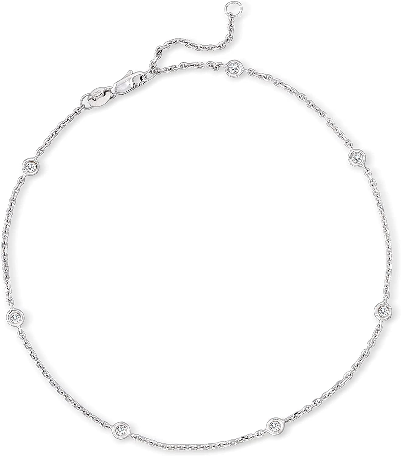 RS Pure by Ross-Simons Diamond Bezel-Set Diamond Station Anklet .20 Ct. T.W. Apparel & Accessories > Jewelry > Anklets Ross-Simons .20 ct. t.w. in White Gold 9.0 Inches 