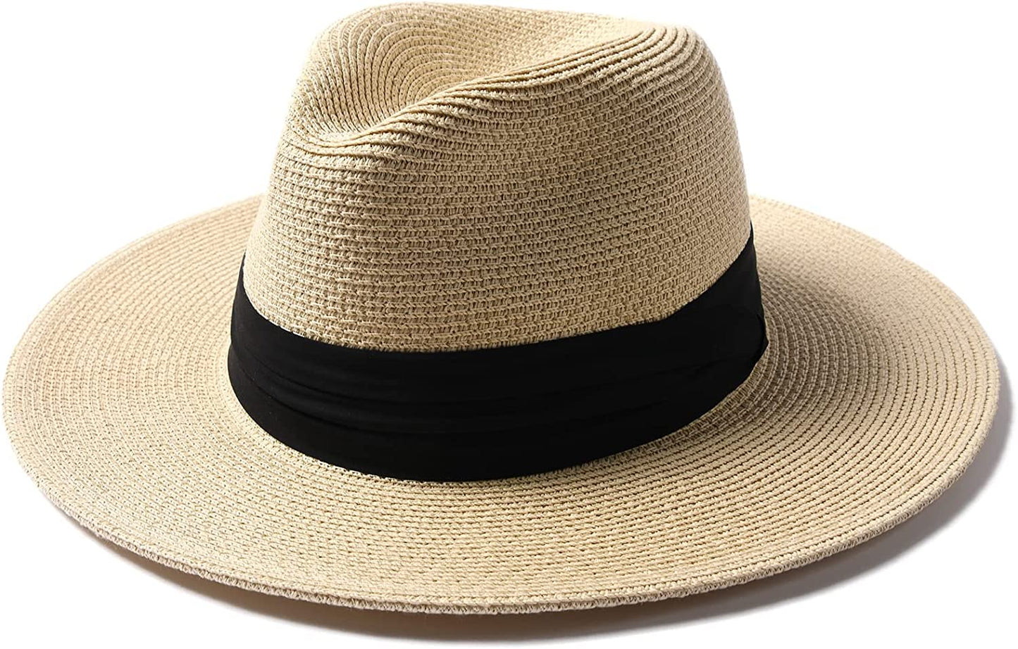 FURTALK Panama Hat Sun Hats for Women Men Wide Brim Fedora Straw Beach Hat UV UPF 50 Apparel & Accessories > Clothing Accessories > Hats KYLIE MAX B-beige Large 